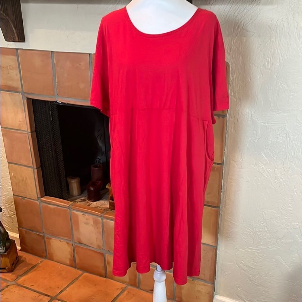 Bryn Walker Red 100% Cotton Relaxed Babydoll Tunic/Dress, size L